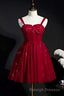 Red Sequins Straps A Line Short Homecoming Dresses