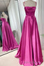 Barbie Pink Cowl Neck Lace-Up A Line Prom Dress