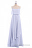 Lavender Chiffon Spaghetti Straps Ruffled A Line Long Dresses