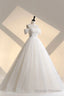 Ivory Tulle Off the Shoulder Formal Gowns, Elegant A Line Wedding Dress
