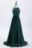 Hunter Green Halter Chiffon A-line Long Bridesmaid Dress