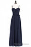Black Chiffon Sweetheart Spaghetti Straps A Line Long Bridesmaid Dresses