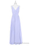 Lavender Chiffon V-Neck Backless Long Bridesmaid Dress