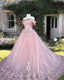 3D Lace Embroidery Off-The-Shoulder Ball Gowns Dresses