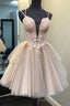 Blush Ball Gowns Strappy Appliqued Homecoming Dress