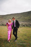 Modest Square Neckline Pink Long Prom Dresses Prom Gowns