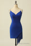 Royal Blue Beaded Tassel Lace-Up Short Prom Gowns