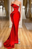 Red Mermaid Prom Dresses Long With Beads Ruffles