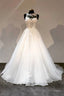 White Lace Long Prom Dresses, A Line Formal Prom Dresses