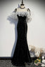 Black Velvet Long Prom Dresses, Mermaid Prom Dresses