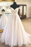 Off the Shoulder A Line Ivory Wedding Dress with Pleats