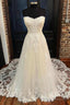 White Lace Tulle Strapless Long Bridal Gowns