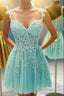 Mint Green Appliques Sweetheart A Line Homecoming Dresses