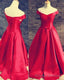 2026 Gorgeous Red Floor Length/Long A Line Off-the-Shoulder Lace Up Satin Prom Dresses