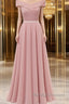 Womens Lace Bridesmaid Dresses A Line Off Shoulder Floral Lace Chiffon Prom Dress