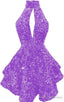 Halter Sequin Homecoming Dress Short Sparkly Glitter Cutout Mini Backless Tight Bodycon Prom Cocktail Dress for Women