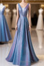 Unique Blue Sequin Long Prom Dress, Blue Formal Dress