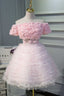Pink Off-the-Shoulder Multi-tiered A Line Homecoming Dress