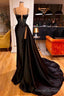 Black Spaghetti Straps Split Chapel Trailing Prom Prom Dresses