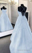 A Line Light Blue Long Prom Dress Formal Prom Dresses