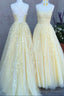 Womens Lace Appliques Prom Dress Long Spaghetti Strap Ball Gowns Tulle Prom Dress for Prom