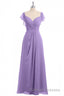 Lavender Sweetheart Ruffled A Line Long Bridesmaid Dresses