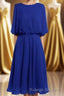 Royal Blue Long Sleeve Blouson-Style Bridesmaid Dress