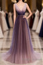 Simple V Neck Tulle Long Prom Dress, Tulle Evening Dress