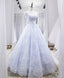 Light Blue Tulle Lace Long Prom Dress, Blue Prom Dress