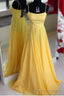 Simple Spaghetti Straps Yellow Long Prom Dress