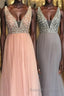Princess Illusion V Blush Pink Prom Dress with Beading