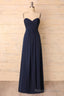 Elegant Sweetheart Pleated Navy Blue Bridesmaid Dress