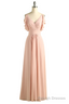 Elegant V Neck Pleated Pink Bridesmaid Dress with Ruffles