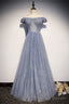 Off the Shoulder Dusty Blue Formal Dress