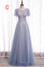 Elegant A Line Dusty Blue Bridesmaid Dresses