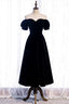 Off the Shoulder Black Velvet Prom Dress