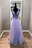 Elegant Beaded Lavender Formal Dress