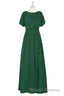 Hunter Green Chiffon Ruffled Long Bridesmaid Dresses