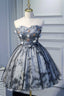 Flowers Strapless Lace-Up A Line Short Homecoming Dress