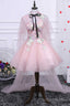 Two-Piece Pink Appliques Straps A Line Short Prom Dress