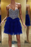 Royal Blue Beaded Top A Line Multi-Layers Homecoming Dresses