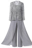 Mother of the Bride Dress Lace Chiffon Three-Piece Plus Size Mother of the Bride Pant Suits