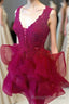 Adorable A Line V Neck Short Homecoming Dresses