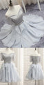 Short Silver Prom Homecoming Dresses With Bowknot Lace Up Mini Great Prom Dresses, B0272