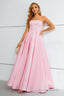 Pink Lace Up A Line Strapless Prom Dress