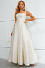 Ivory Lace-Up Back A Line Prom Dress