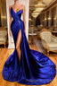 Glamorous Royal Blue Sweetheart Prom Dresses Mermaid Long Prom Gowns With Split