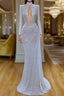 Stunning Long Sleeve High Neck Sequins Prom Dress Mermaid Long