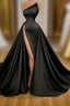 Black Beadings Prom Dresses Long With Split On Sale