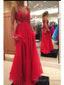 Custom Made A Line Backless Lace Red Prom Dresses, Lace Formal Dresses, Bridesmaid Dresses